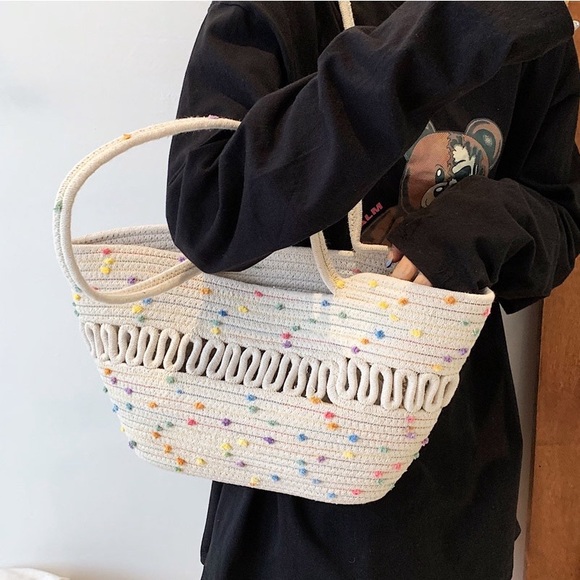 Woven bag summer bag multicolored bag beach vibes cruise - Picture 2 of 6